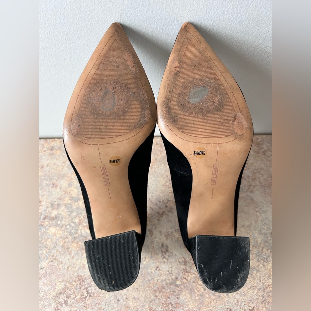 Vince Camuto Black Suede Ableen Block Heels size 8.5 - Picture 7 of 7